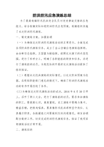 防洪防汛应急演练总结