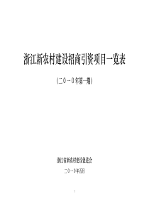 浙江新农村建设招商引资项目一览表
