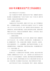 2020年乡镇安全生产月工作总结范文