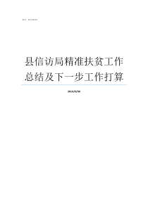 县信访局精准扶贫工作总结及下一步工作打算精准扶贫和贫困县