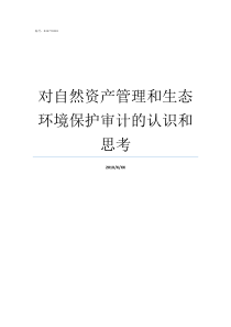 对自然资产管理和生态环境保护审计的认识和思考