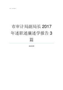 市审计局副局长2017年述职述廉述学报告3篇市审计局局长