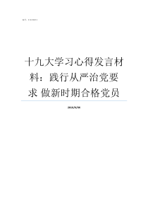 十九大学习心得发言材料践行从严治党要求nbsp做新时期合格党员