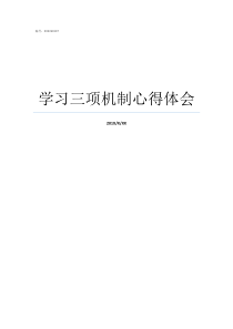 学习三项机制心得体会