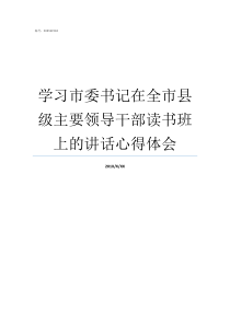 学习市委书记在全市县级主要领导干部读书班上的讲话心得体会
