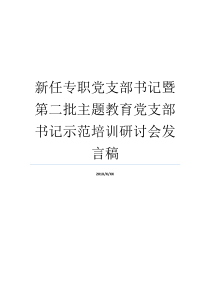 新任专职党支部书记暨第二批主题教育党支部书记示范培训研讨会发言稿