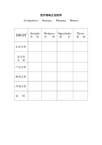 竞争策略企划矩阵