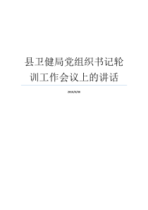 县卫健局党组织书记轮训工作会议上的讲话党组织书记培训讲话
