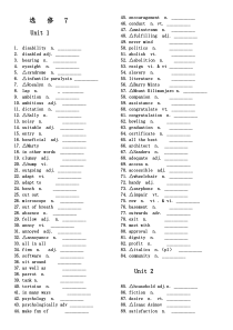 选修7单词英译汉默写表