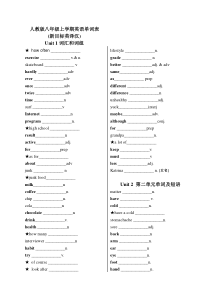 人教版八年级上学期英语单词表-新目标英译汉