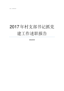 2017年村支部书记抓党建工作述职报告村支部书记履职情况