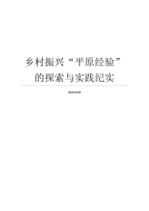 乡村振兴平原经验的探索与实践纪实平原美丽乡村建设乡村振兴示范经验