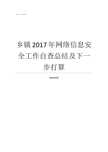 乡镇2017年网络信息安全工作自查总结及下一步打算乡镇下一步的工作打算