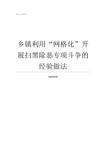 乡镇利用网格化开展扫黑除恶专项斗争的经验做法乡镇网格化机构设置