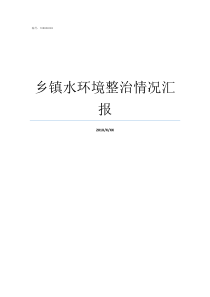 乡镇水环境整治情况汇报水环境整治措施