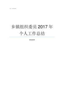 乡镇组织委员2017年个人工作总结乡镇组织委员