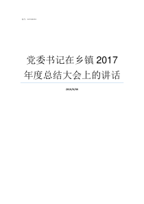 党委书记在乡镇2017年度总结大会上的讲话乡镇党委书记什么级别
