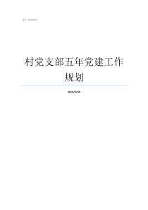 村党支部五年党建工作规划