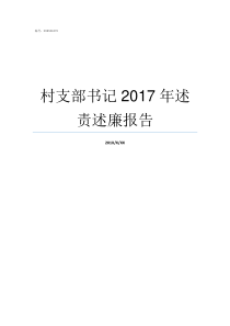 村支部书记2017年述责述廉报告村支部书记履职情况