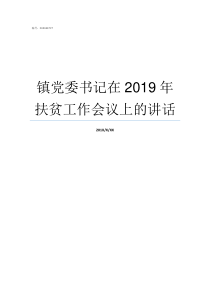 镇党委书记在2019年扶贫工作会议上的讲话2019胜利镇党委书记是谁