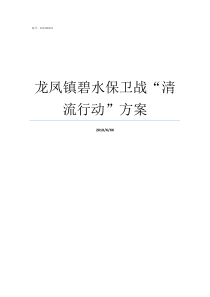 龙凤镇碧水保卫战清流行动方案