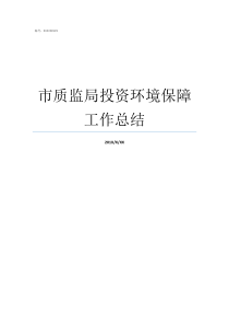 市质监局投资环境保障工作总结市质监局计量所怎么样