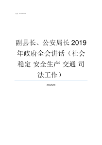副县长公安局长2019年政府全会讲话社会稳定nbsp安全生产nbsp交通nbsp司法工作副县长大还是