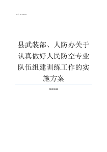 县武装部人防办关于认真做好人民防空专业队伍组建训练工作的实施方案县人防办