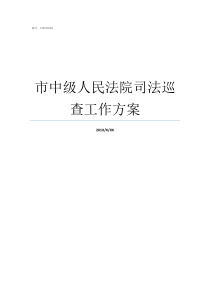 市中级人民法院司法巡查工作方案法院