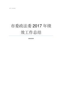 市委政法委2017年绩效工作总结
