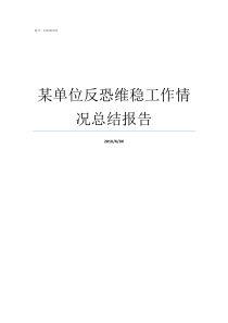 某单位反恐维稳工作情况总结报告