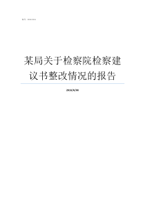 某局关于检察院检察建议书整改情况的报告检察院刑事检察局局长