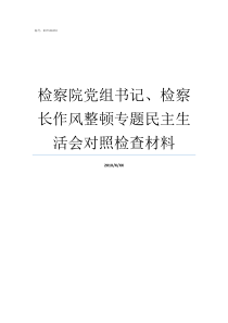 检察院党组书记检察长作风整顿专题民主生活会对照检查材料检察长怕政法委书记吗