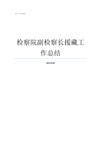 检察院副检察长援藏工作总结