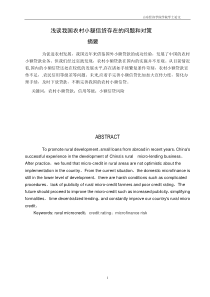 农村小额信贷现状与对策