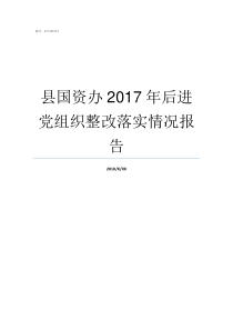 县国资办2017年后进党组织整改落实情况报告