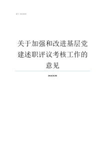 关于加强和改进基层党建述职评议考核工作的意见基层党组织党的建设