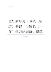当好新形势下乡镇街道书记乡镇长主任学习培训班讲课稿新形势下如何当好党支部书记