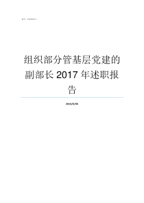 组织部分管基层党建的副部长2017年述职报告