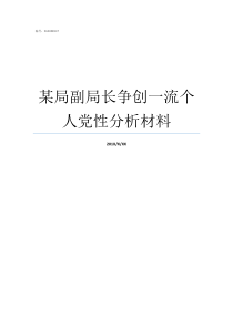 某局副局长争创一流个人党性分析材料市局副局长什么级别