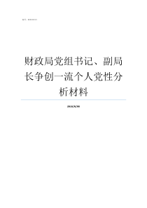 财政局党组书记副局长争创一流个人党性分析材料财政局党组书记职责