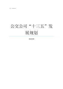 公交公司十三五发展规划现在是十三五