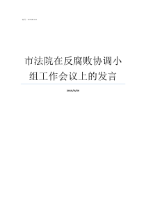 市法院在反腐败协调小组工作会议上的发言