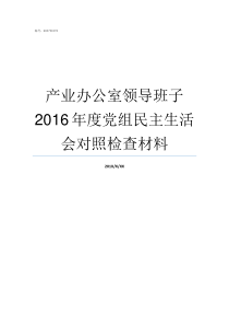 产业办公室领导班子2016年度党组民主生活会对照检查材料