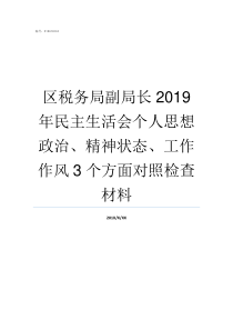 区税务局副局长2019年民主生活会个人思想政治精神状态工作作风3个方面对照检查材料增城区税务局副局长