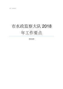 市水政监察大队2018年工作要点市水政监察支队