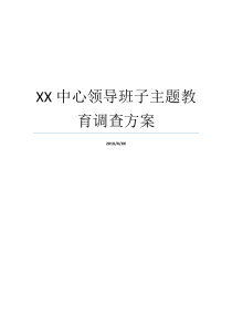 XX中心领导班子主题教育调查方案关于主题教育领导班子建议