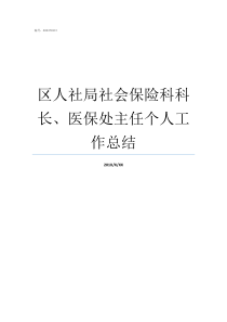 区人社局社会保险科科长医保处主任个人工作总结人社局市社保局吗