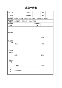 离职申请表、离职交接表