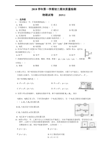 上海市金山区2019届九年级上学期期末质量检测(一模)物理试题